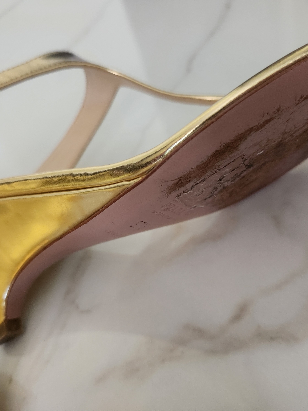 Prada Gold Metallic Thong Sandals - Women's Designer Heels - Picture 10 of 10